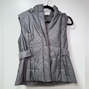 New York & Company Silver Vest // Removable Hood // EUC // Small